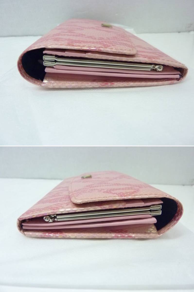 [M] UNGARO Ungaro long wallet covered cover python print pink pearl beautiful goods 