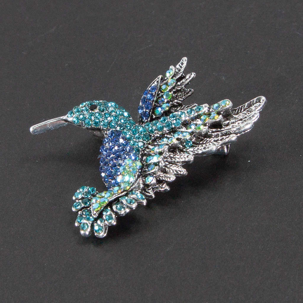 青いハミングバード　ハチドリのデザイン　青い鳥のブローチ　未使用品_画像4