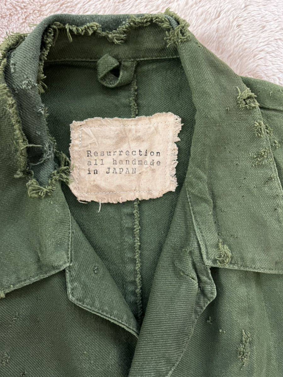 RESURRECTION Damage vintage military coverall jacket 清春着_画像2