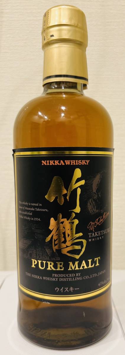 【KJ-1962SK】1円～ NIKKA WHISKY ニッカ ウイスキー ピュアモルト 竹鶴 黒ラベル 古酒 700ml 43% コレクション ★ラベル破れ 訳あり品 _画像1