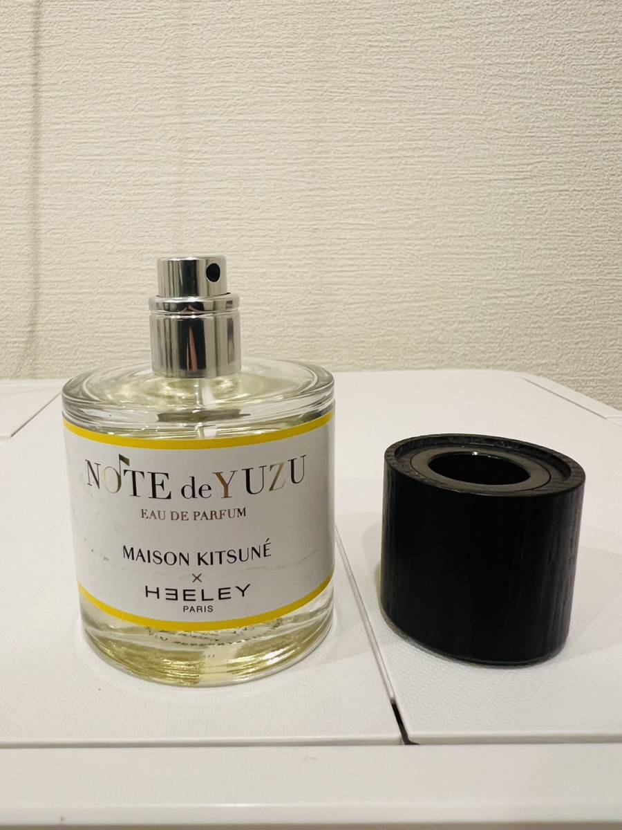 【KJ-1991SK】1円～ HEELEY ヒーリー MASON KITUNE メゾンキツネ NOTE de YUZU ノート de ユズ オードパルファン 香水 50ml 中古 残量8割_画像1