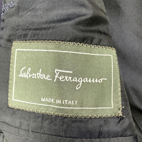 LA9264 サルヴァトーレフェラガモ テーラードジャケット ダークネイビーSalvatore Ferragamo 濃紺 大きいサイズ 裏地あり ウール100％ 50の画像6