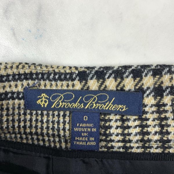 LA9300 ブルックスブラザーズ×MOON チェック柄スカート ベージュ×黒Brooks Brothers ブラック マルチカラー 裏地あり ウール100％ ０_画像7