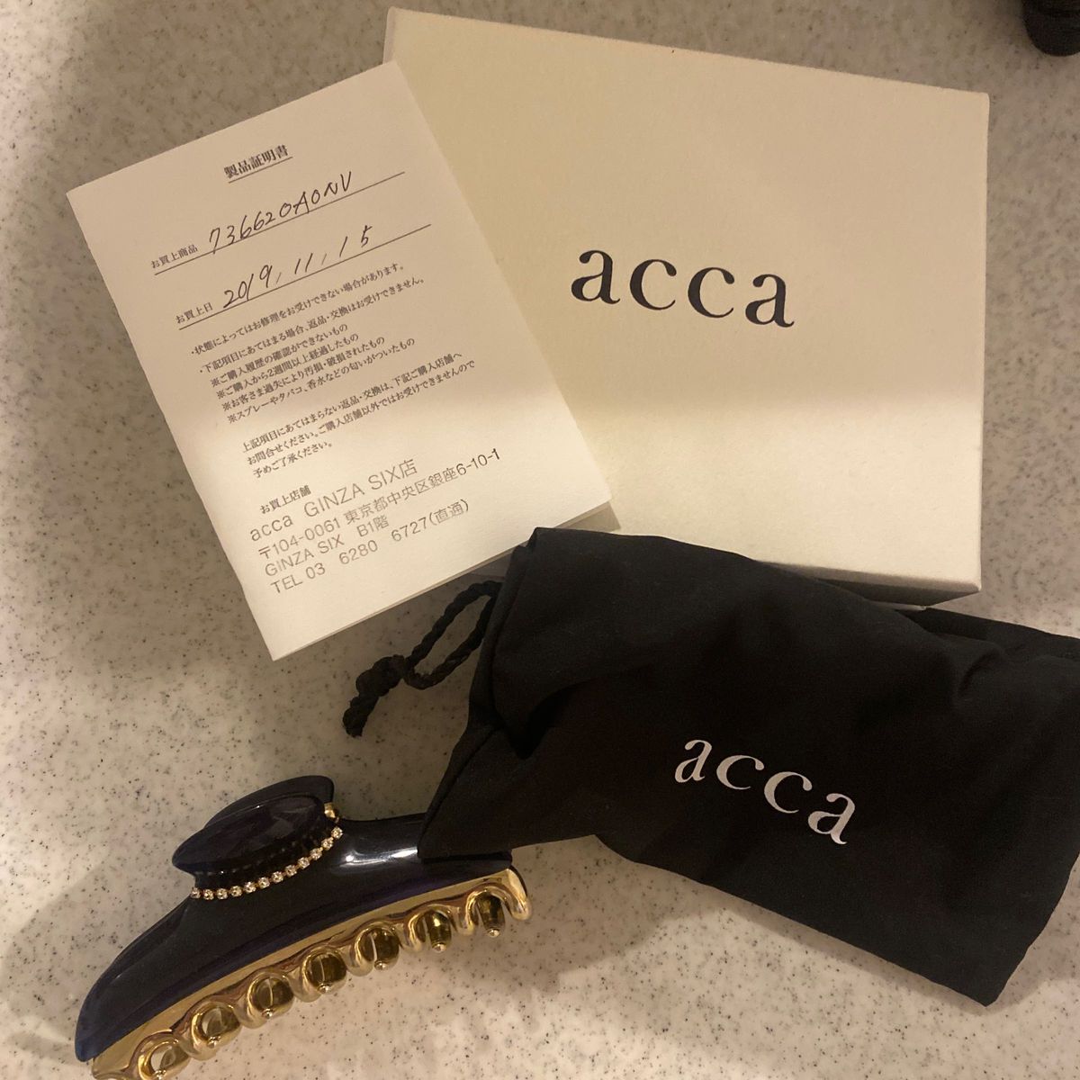 未使用　 acca  ヘアクリップ　ニューコラーナ　ネイビー