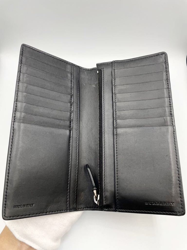 極美品 バーバリー 長財布 ブラック 小銭入れ付き メンズ レディース 二つ折り財布 カードケース コインケース クレストブリッジ　