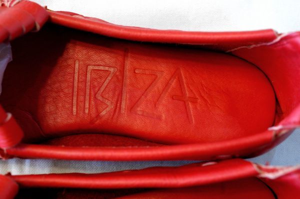 0 as good as new ibi The IBIZA leather flat shoes slip-on shoes leather shoes S size red X0082