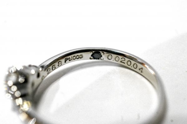 ○新品同様 プラチナ Pt1000 ダイヤ 0.268ct 指輪 リング 3.8g RDE1_画像6