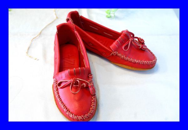 0 as good as new ibi The IBIZA leather flat shoes slip-on shoes leather shoes S size red X0082