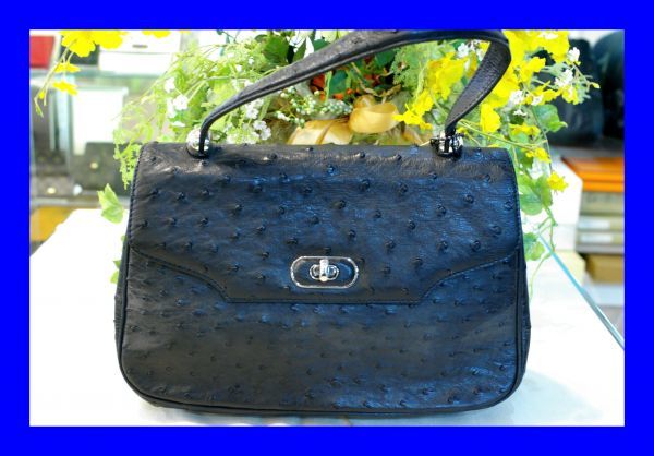 配送員設置 ダチョウ革 オーストリッチ JRA ○美品 ハンドバッグ B0289