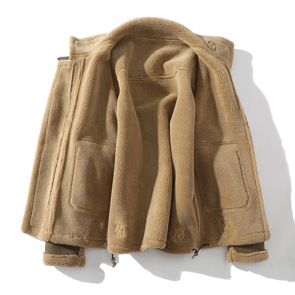 最高級 ムートンコート ブルゾン 羊革 毛皮 ファーコート ライトジャケット配色 シープスキン ラムレザー グリーン系 M~5XL_画像4