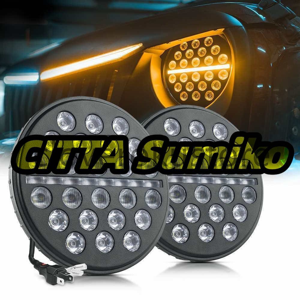 7インチ　H4 80w Led ヘッドライト DRL デイライト Hi/Lo 流れるウインカー　シーケンシャル　ジープラングラー JK LJ TJ_画像1