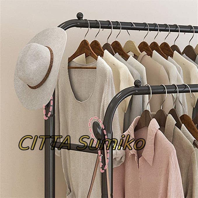  popular commodity convenience practical goods * total length 125CM hanger rack 2 step moveable shelves height withstand load coat hanger storage shelves steel shelves Western-style clothes .. stylish white 