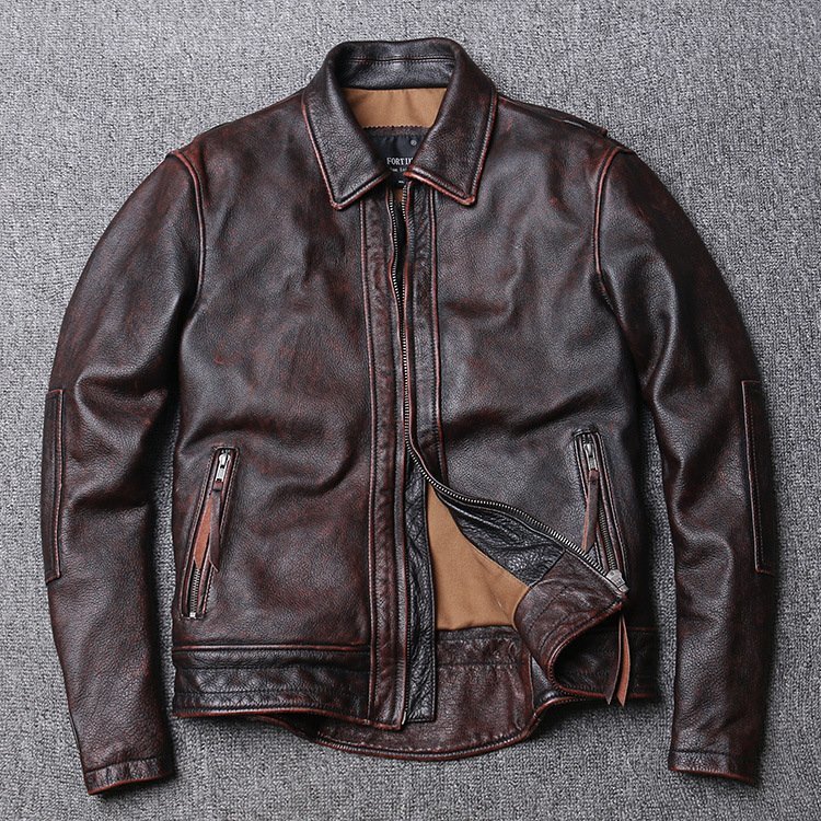 メンズライダースジャケット レザージャケット 本革 牛革革ジャンコート アメカジvintage バイクジャケット本革コート S~5XL_画像3