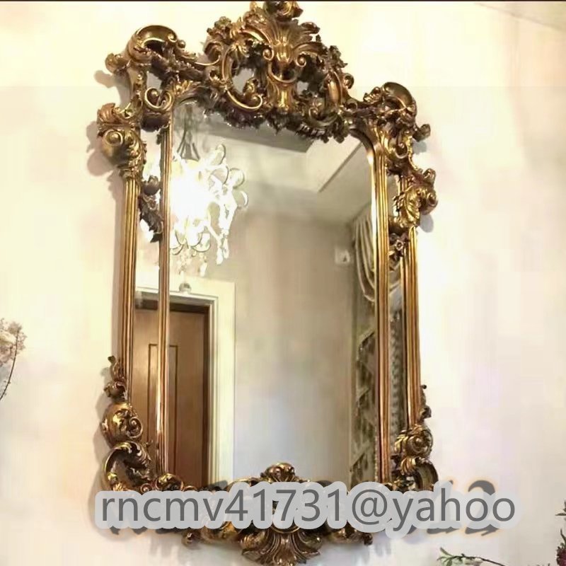 極美品★壁掛け鏡 壁掛け 壁掛けミラー ウォールミラー 75 x124cm 高級豪華鏡 アンティーク調 サイズオーダー可能_画像4