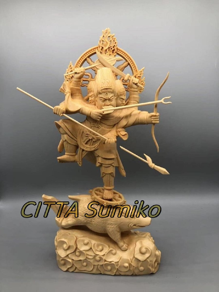 推薦作 新品 木彫仏像 精密細工 摩利支天立像 高さ28cm 総檜 推薦作 新品 木彫仏像 精密細工 摩利支天立像 高さ28cm 総檜