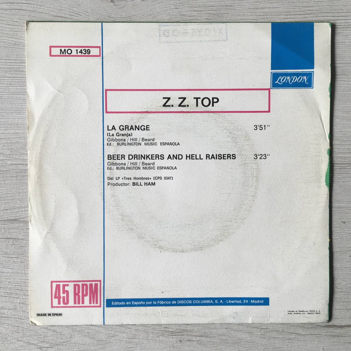 ZZ TOP LA GRANGE スペイン盤_画像2