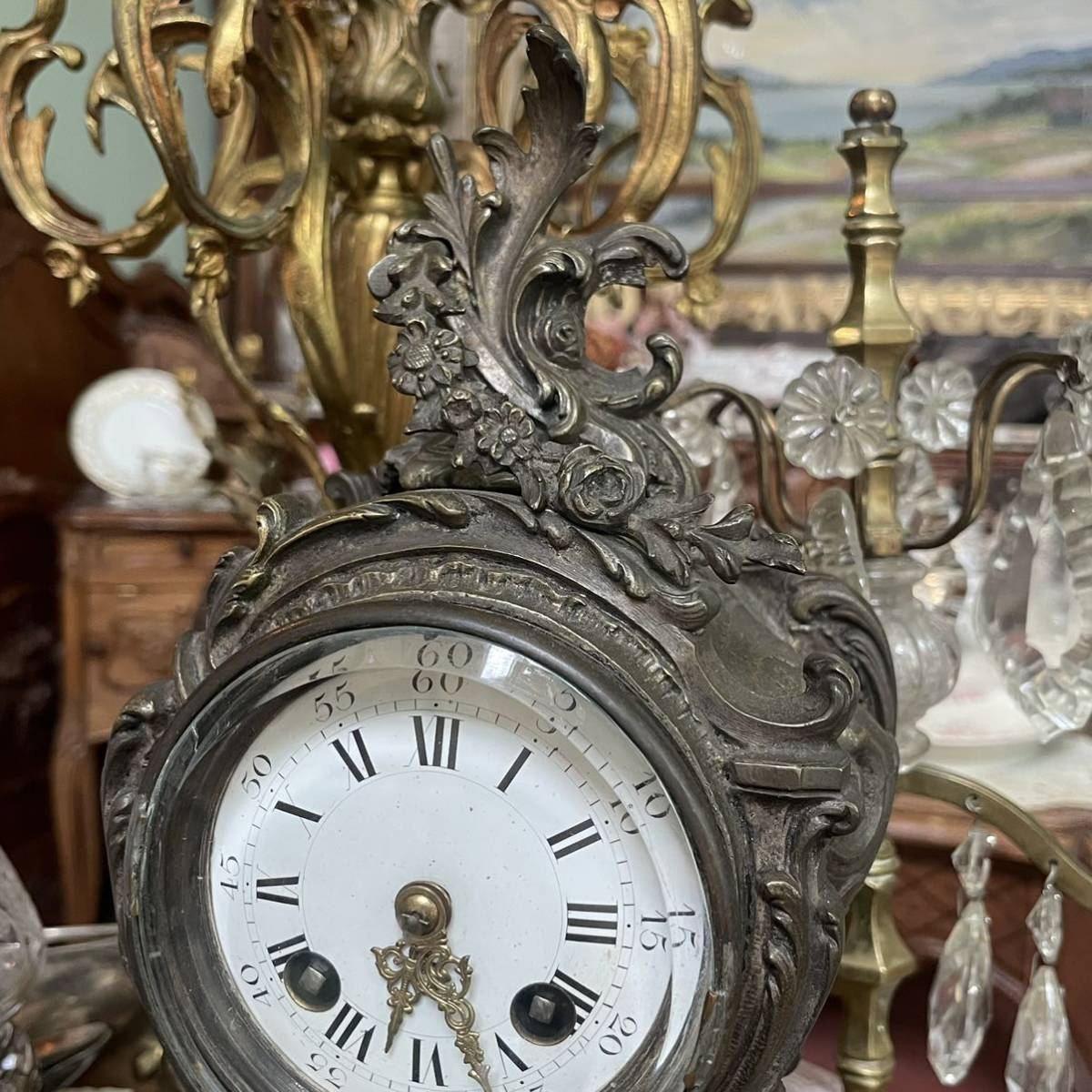 フランスアンティーク　マントルクロック　ロココ様式　アンティーク家具　アンティーク時計　ルイ15世様式　マントルピース　オブジェ_画像6