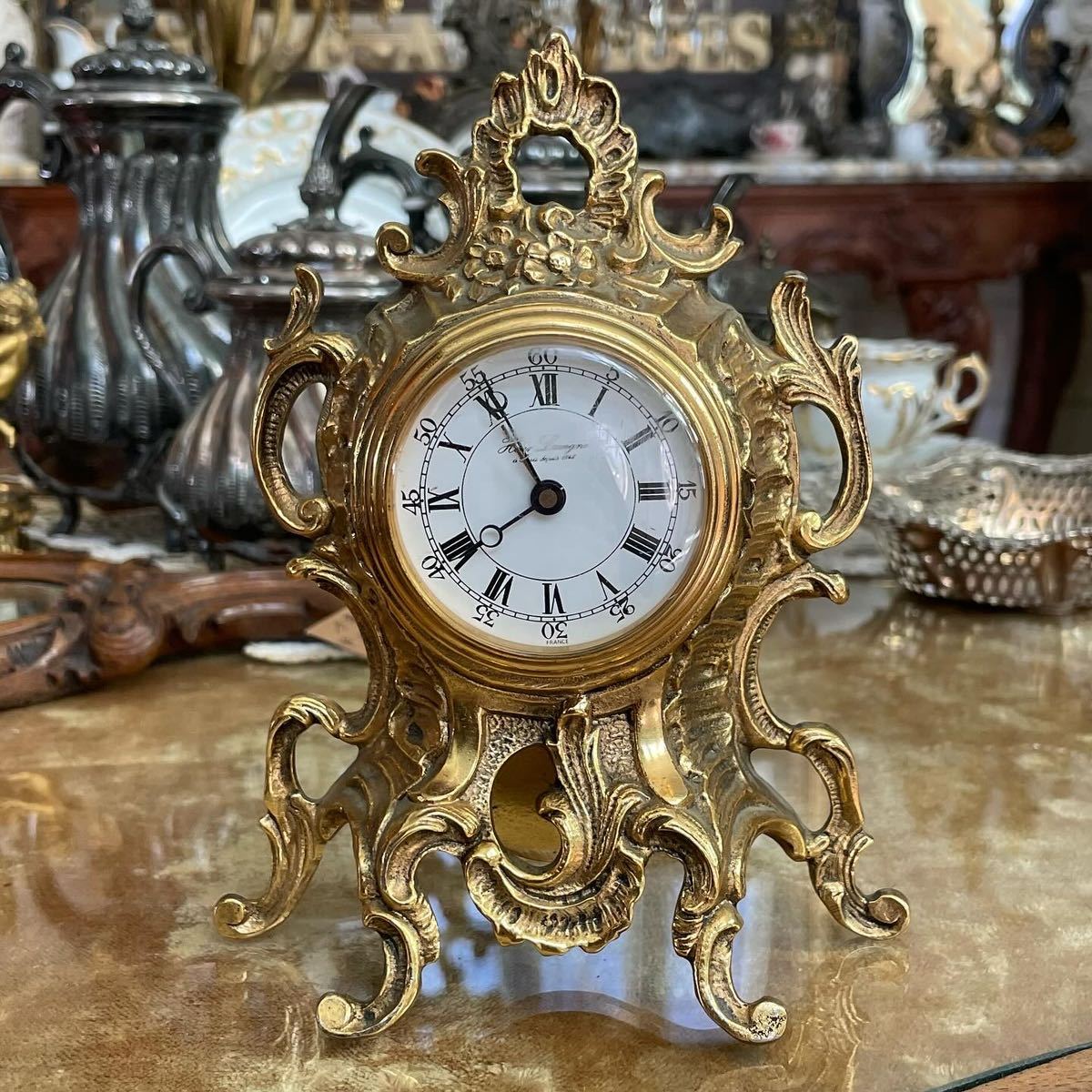 格安即決 フフランスアンティーク　置き時計　アンティーク時計　クロック　ルイ15世様式　ミニ時計　マントルクロック　アンティーク　ロココ様式 西洋