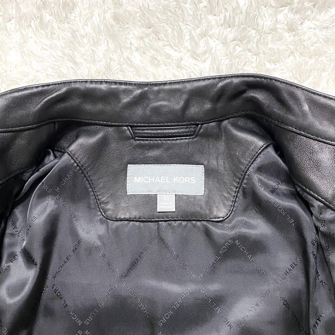 美品　MICHAEL KORS　マイケルコース　羊革　ラムレザー　シングル　ライダースジャケット　バイカ―　黒　M　メンズ　レディース_画像4