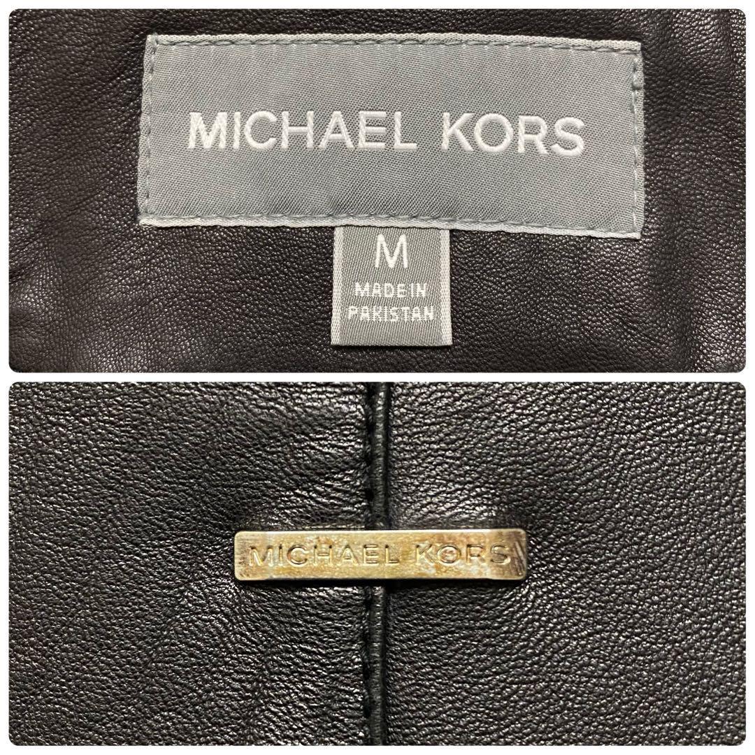 美品　MICHAEL KORS　マイケルコース　羊革　ラムレザー　シングル　ライダースジャケット　バイカ―　黒　M　メンズ　レディース_画像9