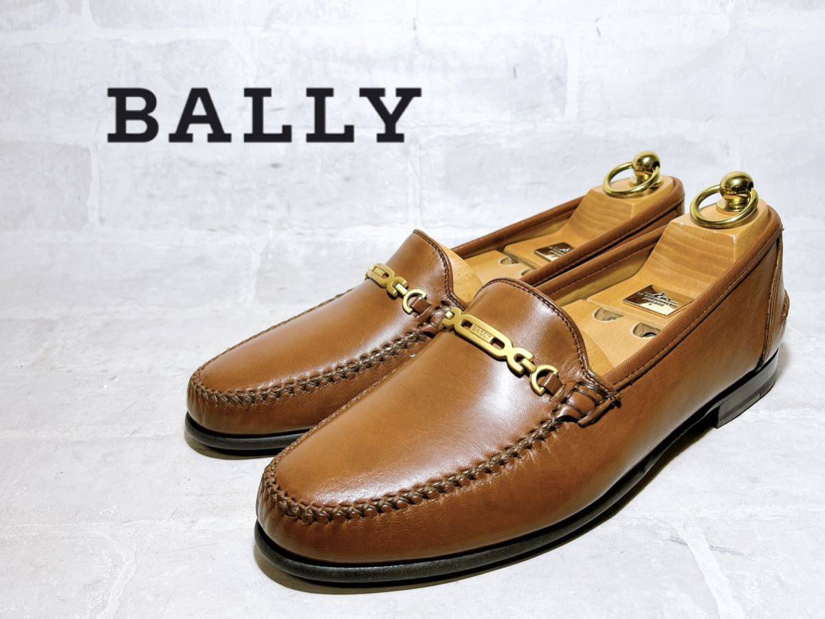 イタリア製【未使用】BALLY バリー 高級 ビットローファー 本革 レザー 茶 ビジネスシューズ US8.5M（約26.5cm）_画像1