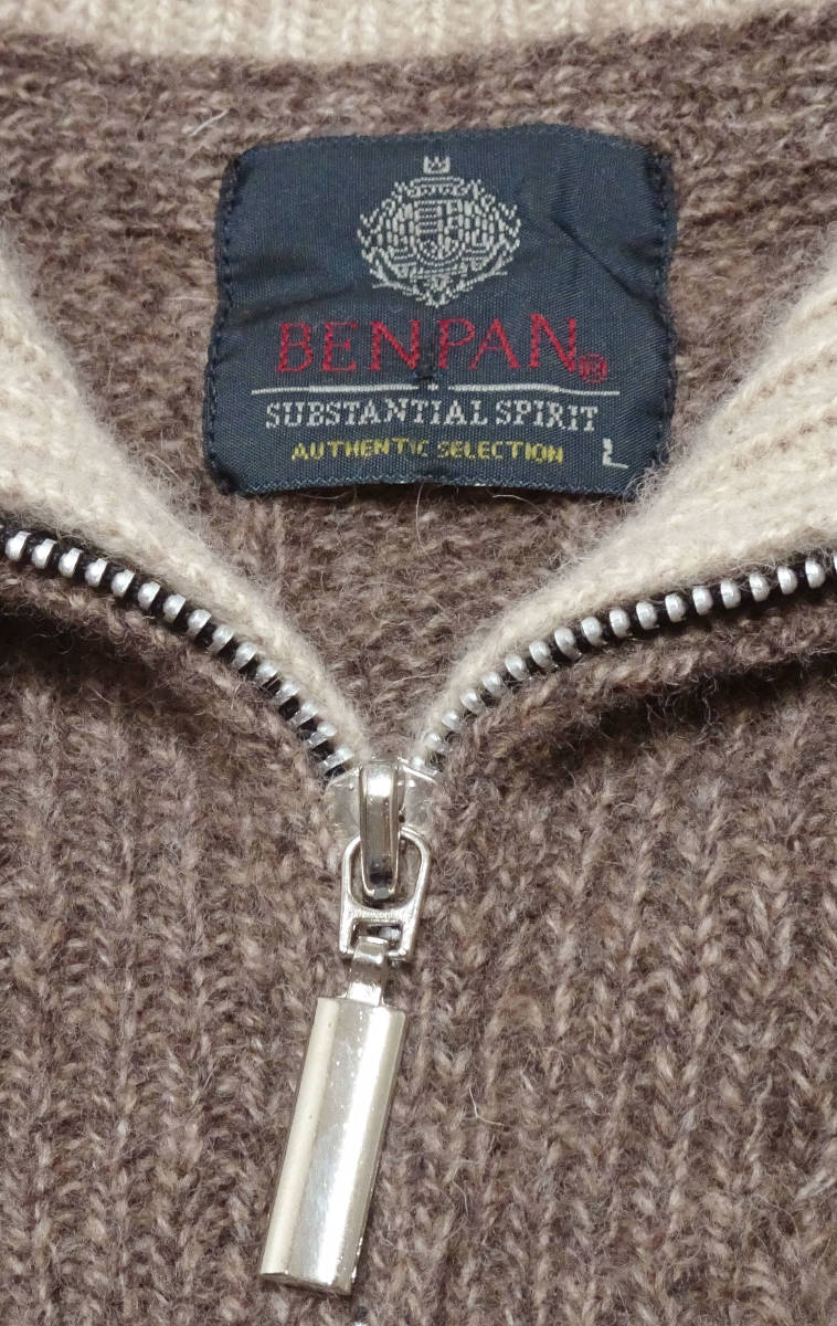 BENPAN（ベンパン）/ウール100%/ハーフジップ/雪柄セーター/少し厚め/L_画像5