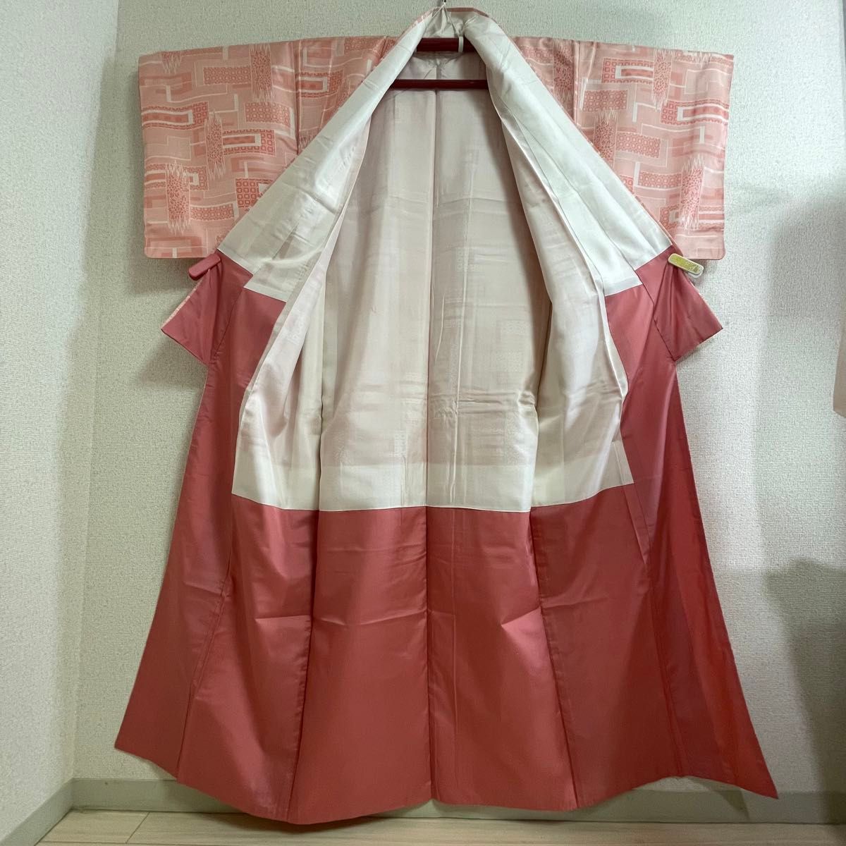 袷 正絹 小紋 紬  裄65.5cm 和服 呉服 和装 きもの kimono