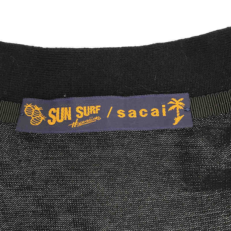 【美品】 sacai / サカイ | × SUN SURF / サンサーフ ドッキング ニットカーディガン | 1 | ブラック/ブルー | レディース_画像5