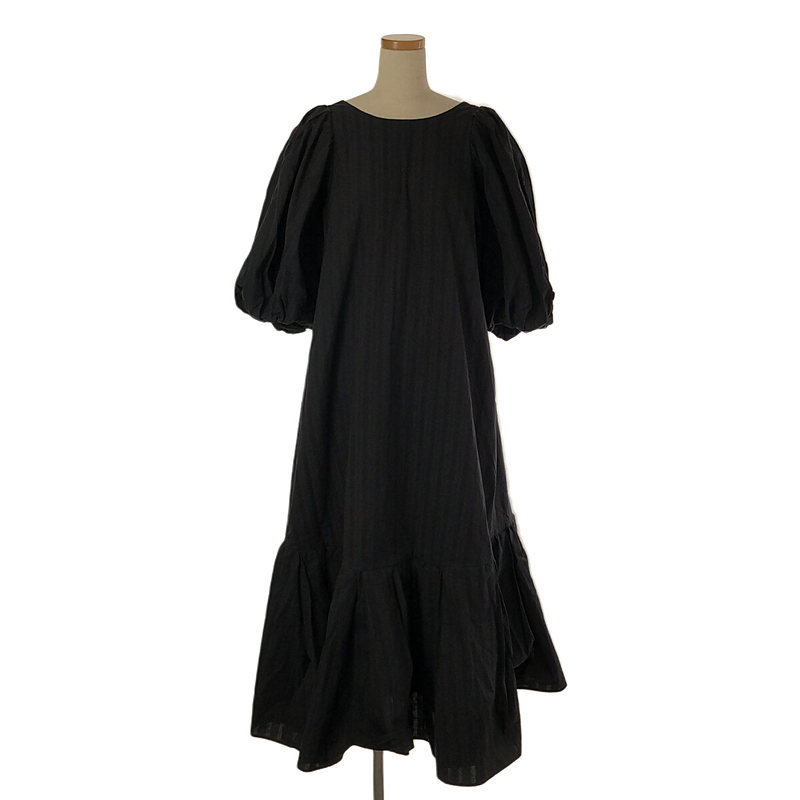 【美品】 Uhr / ウーア | 2021SS | Puff Sleeve Back Open Dress ワンピース | 38 | ブラック | レディース