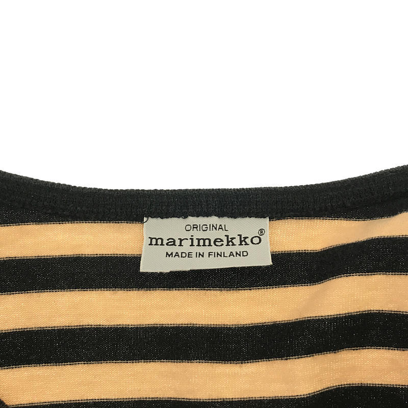 marimekko / マリメッコ | ボーダー クルーネックワンピース | 160 | ベージュ/ブラック | レディース_画像5