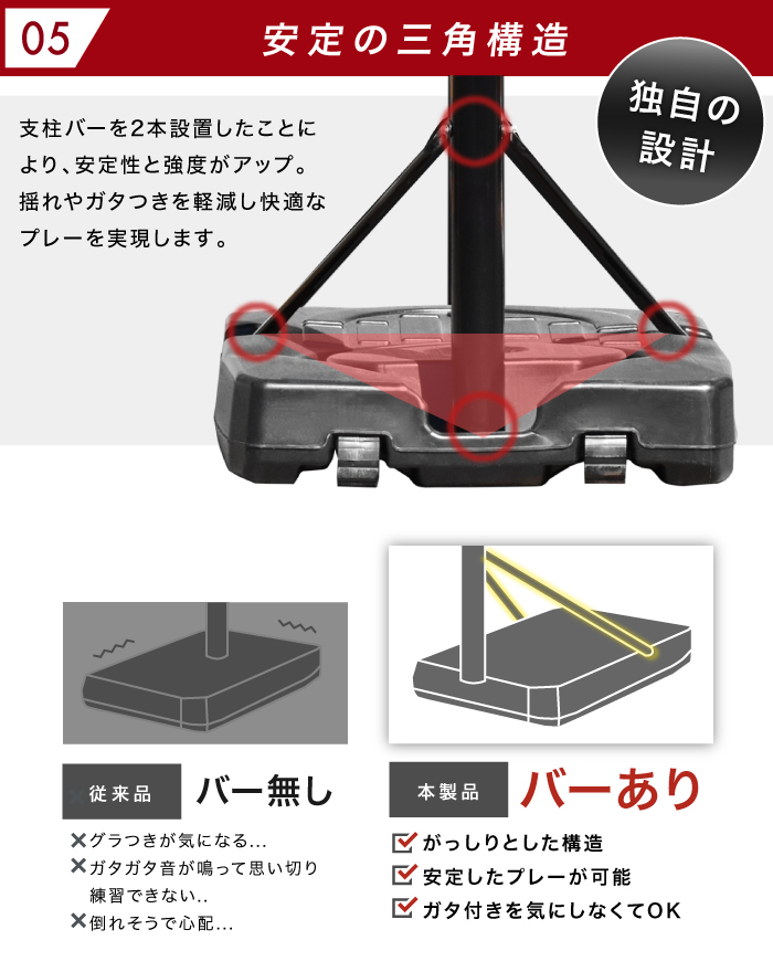 1円～★限定1台 バスケットゴール 5段階調節 230cm～305cm ミニバスサイズ230cm 一般公式サイズ 305cm まで対応 キャスター付き BW-BSKG02_画像6