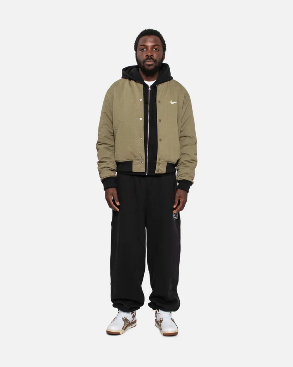 STUSSY & NIKE REVERSIBLE VARSITY JACKET - MEDIUM OLIVE STUSSY & NIKE REVERSIBLE VARSITY JACKET - MEDIUM OLIVE