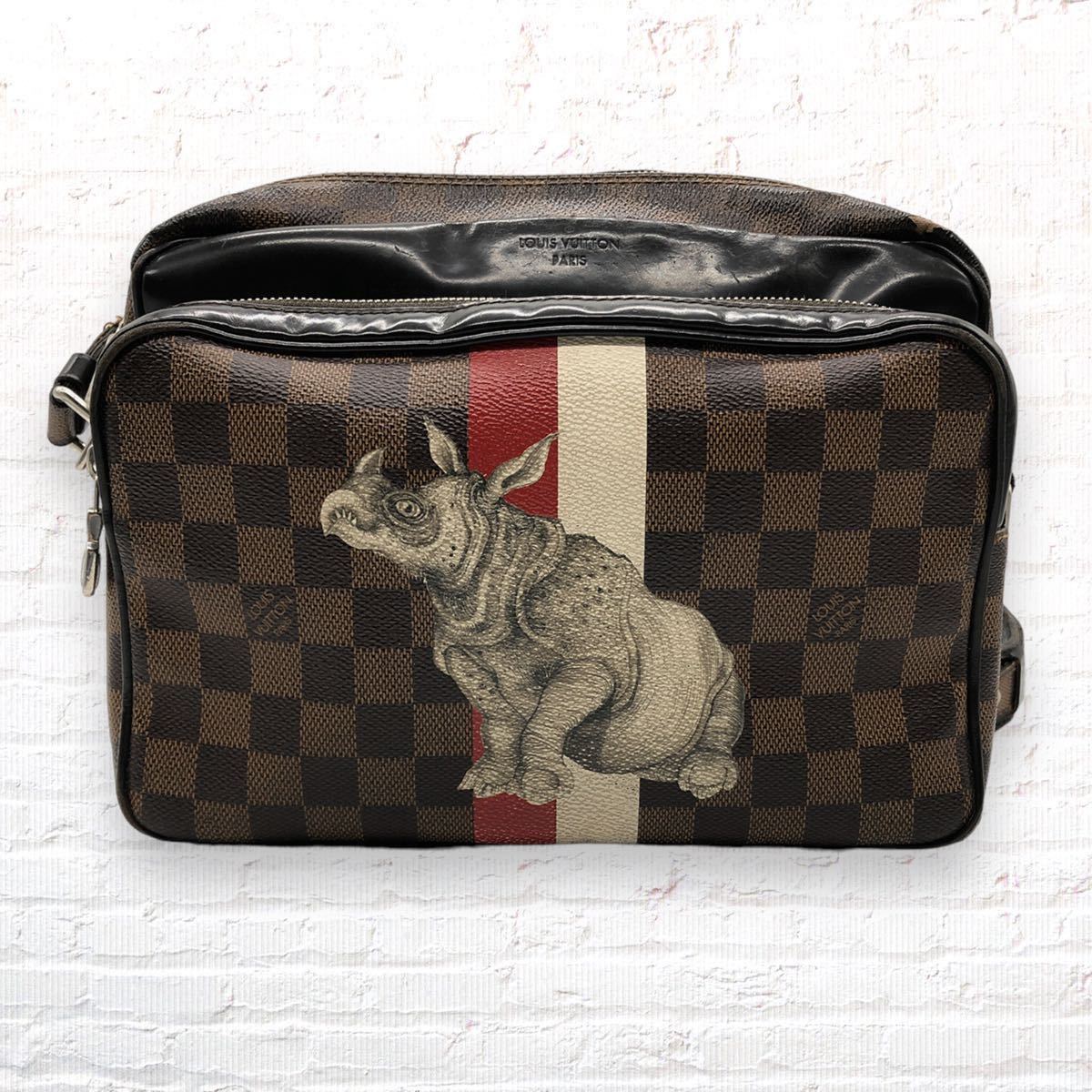 ジャンク LOUIS VUITTON ルイヴィトン ダミエ チャップマン ブラザーズ ナイル ショルダーバッグ レザー サイ レディース メンズ_画像2