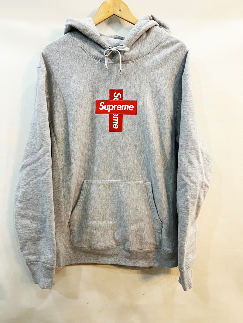 R54★Supreme/シュプリーム 20AW CROSS BOX LOGO HOODED SWEATSHIRT クロスボックスロゴ フーディー グレー メンズ XLサイズ ★_画像1