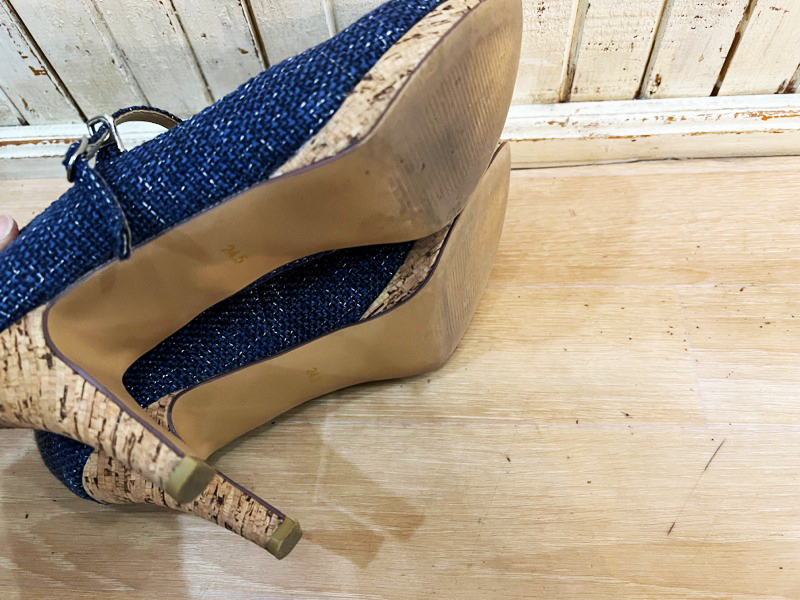  хорошая вещь ModeClasse/ режим klase лодыжка ремешок твид туфли-лодочки темно-синий серия женский 24.5cm casual формальный обувь *