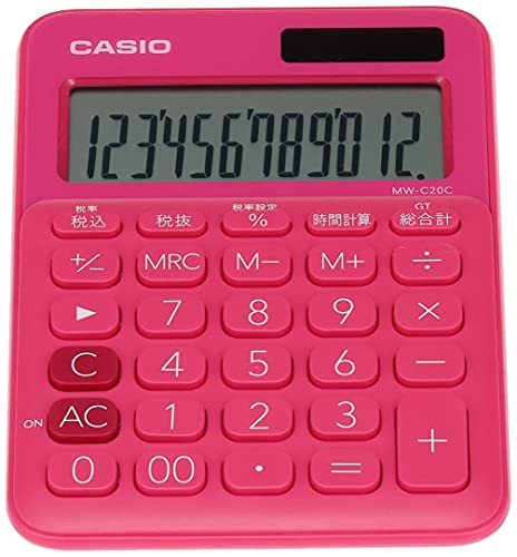 カシオ カラフル電卓 ビビッドピンク 12桁 ミニジャストタイプ MW-C20C-RD-N_画像7