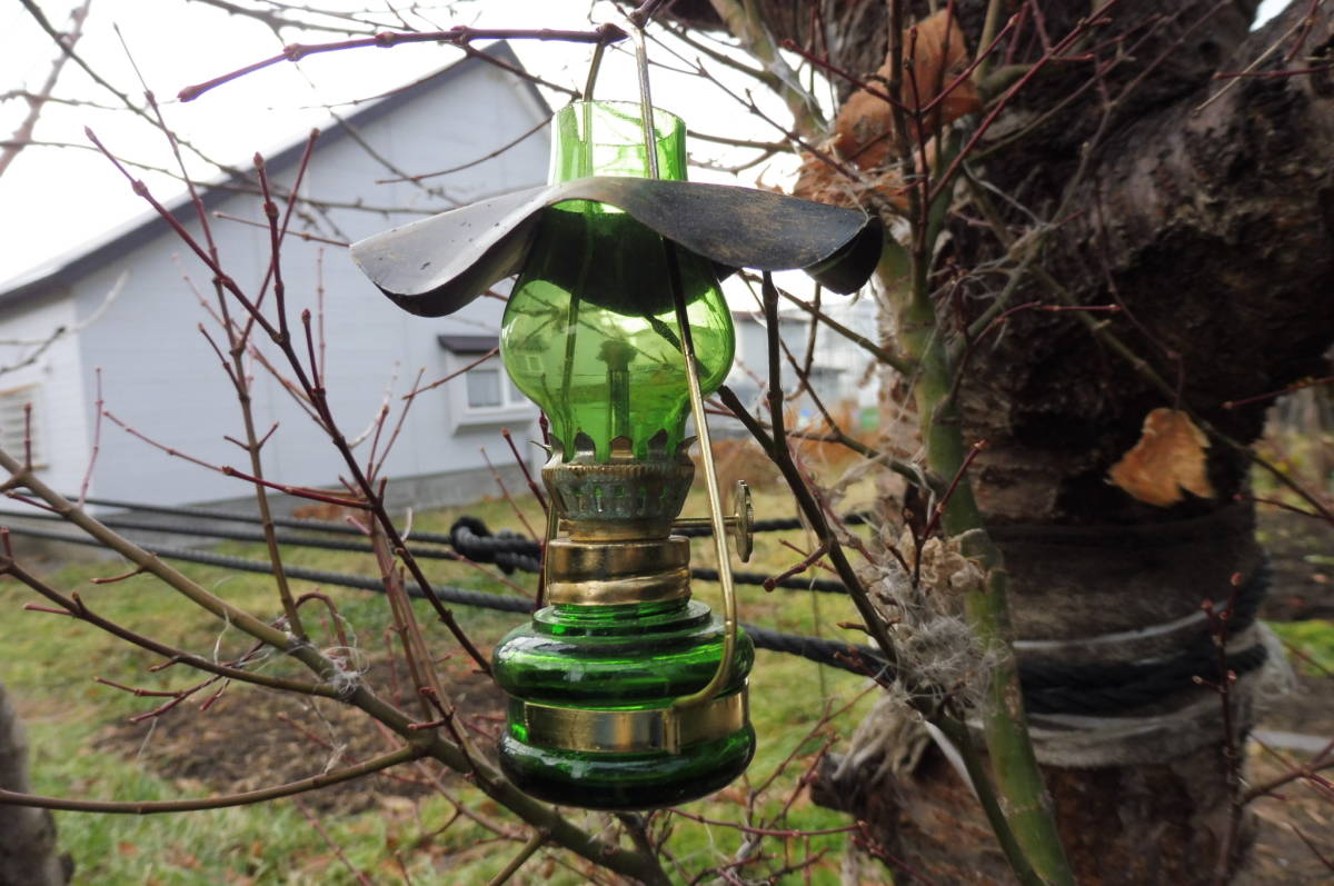 昭和 レトロ ポップ ランタン 緑色 アルコールランプ ガラス アンティーク ヴィンテージ キャンプ アウトドア 硝子77の画像1