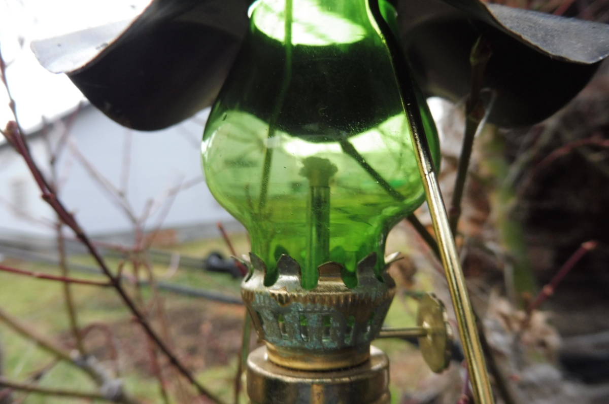 昭和 レトロ ポップ ランタン 緑色 アルコールランプ ガラス アンティーク ヴィンテージ キャンプ アウトドア 硝子77の画像3