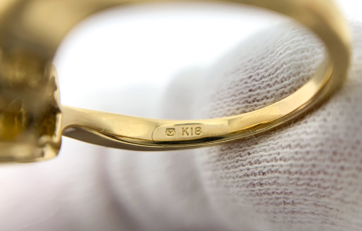 MIKIMOTO Mikimoto K18 18 золотой желтое золото Akoya жемчуг жемчуг кольцо с бриллиантом кольцо примерно 13.5 номер ювелирные изделия аксессуары 