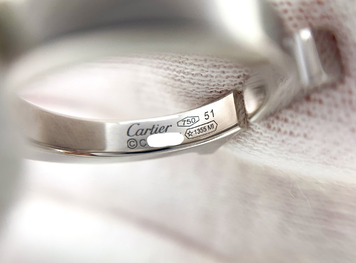 CARTIER Cartier カルティエ 750 K18 ホワイトゴールド Cフラット リング 指輪 約11号ブランドジュエリー アクセサリー_画像7