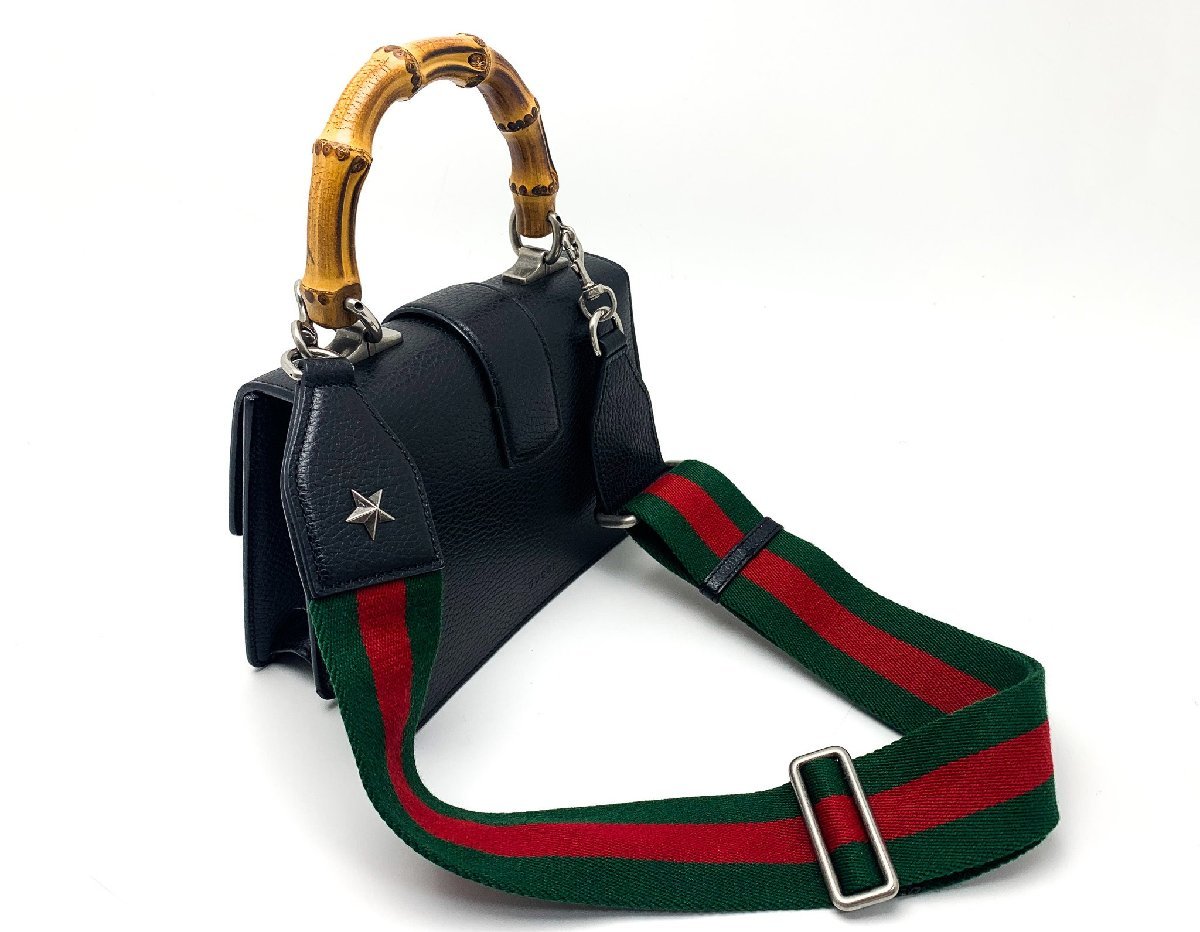 GUCCI Gucci 523367 Duo nyusos чёрный чёрная кожа bamboo ручная сумка 2WAY сумка на плечо Mini сумка сумка портфель бренд 