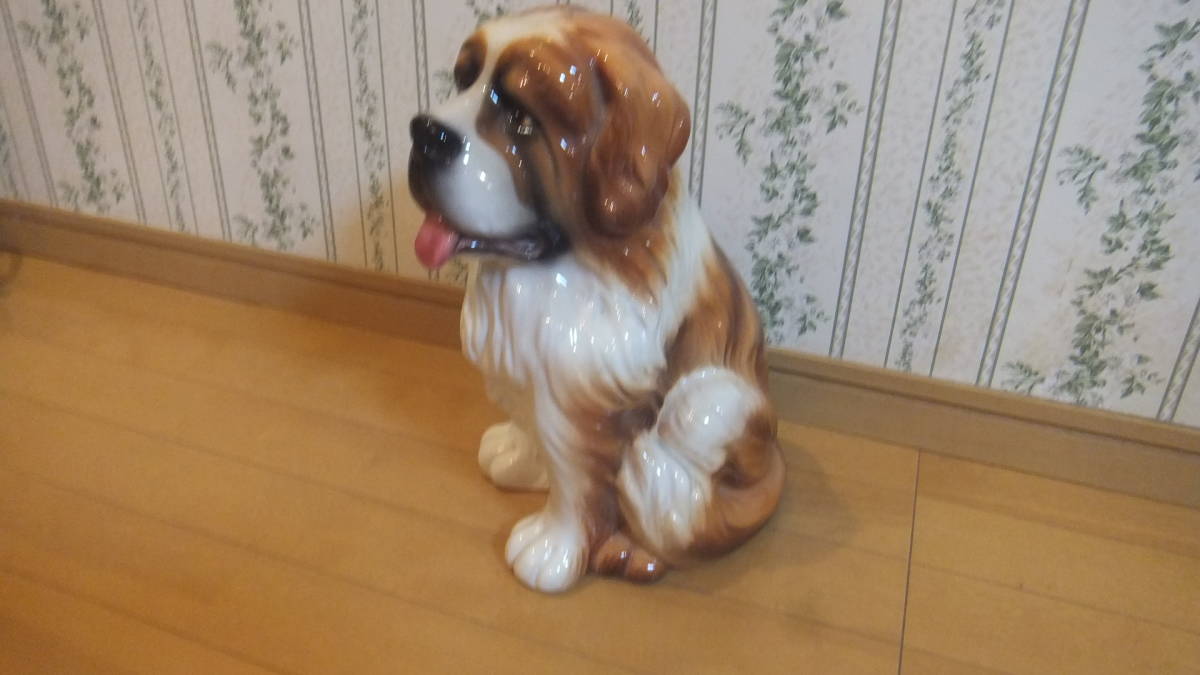 美品★イタリア製、陶器セントバーナード中型犬41cm