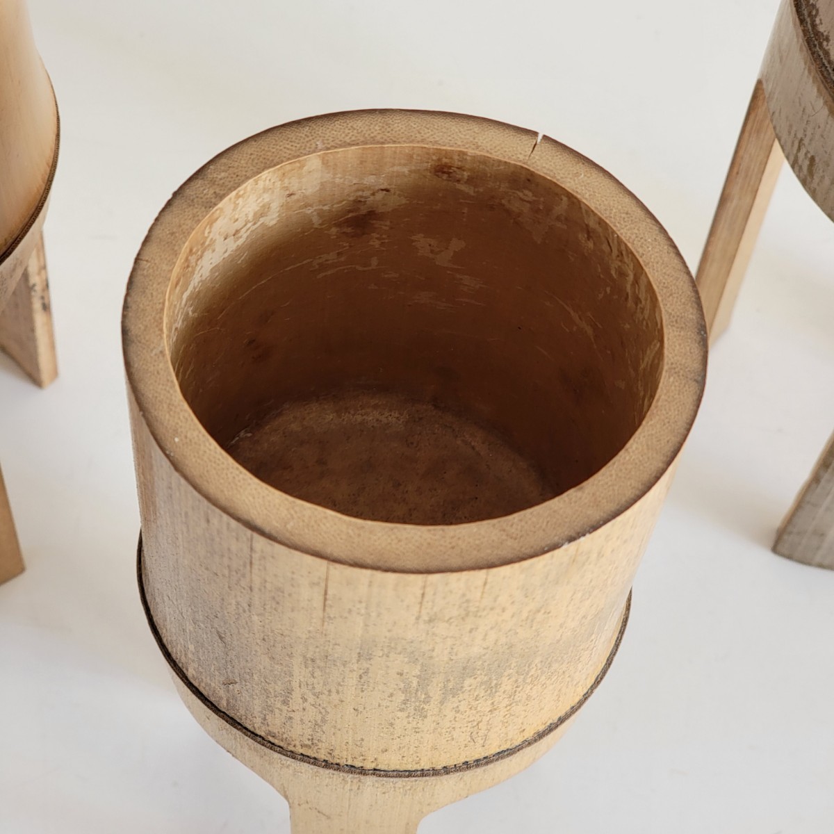 いけばな 竹花器 カナエ 鼎 ３個セット 寸胴 池坊 華道師範所蔵品 和モダン デザイン フラワーベース 花瓶 花器 日本 伝統 花器の画像4