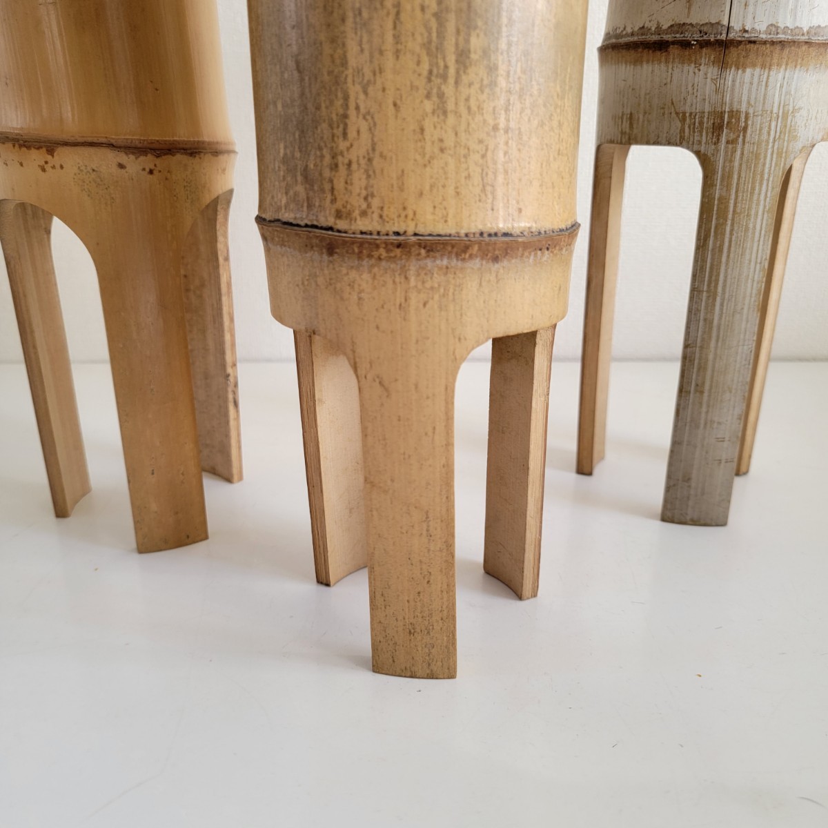 いけばな 竹花器 カナエ 鼎 ３個セット 寸胴 池坊 華道師範所蔵品 和モダン デザイン フラワーベース 花瓶 花器 日本 伝統 花器の画像6