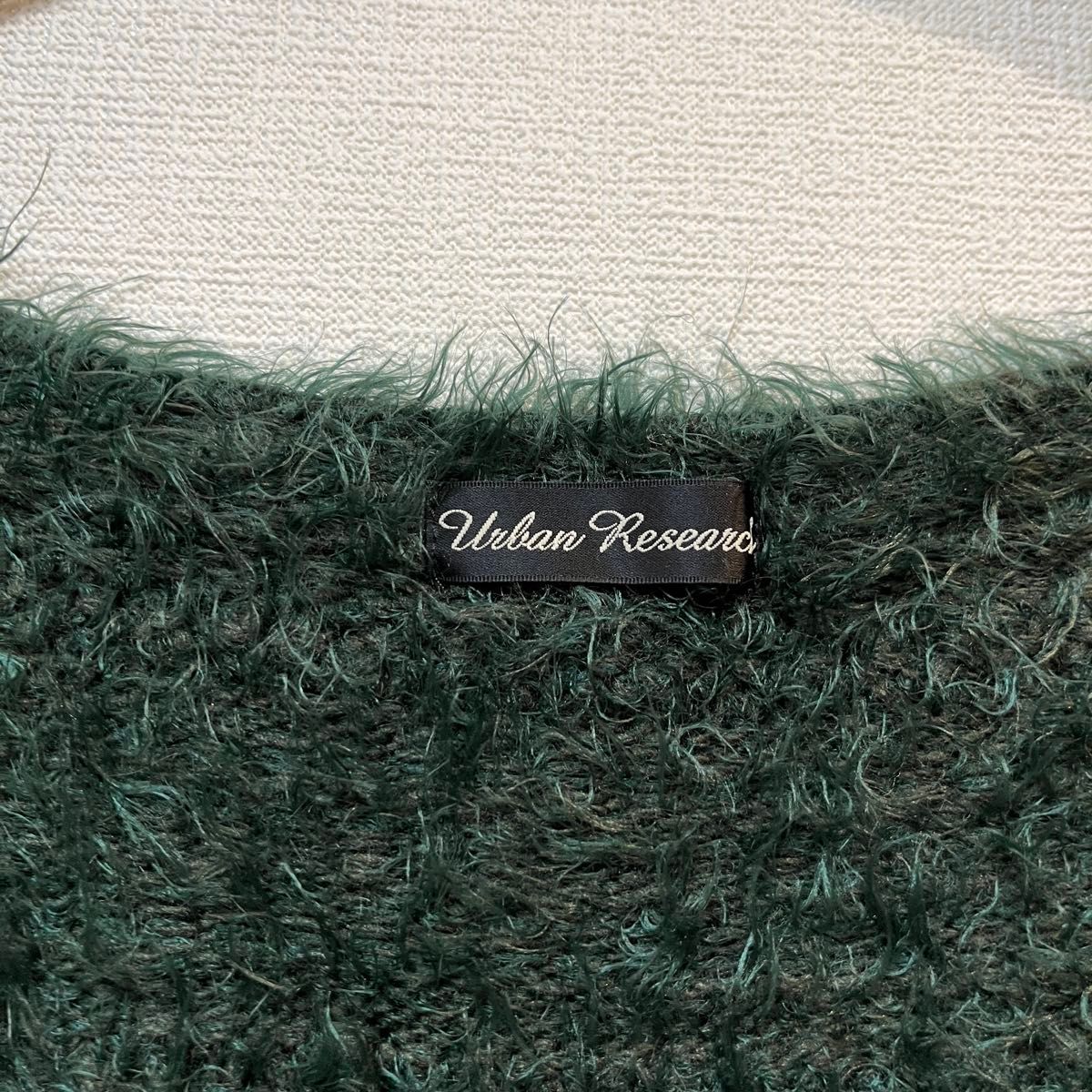 【美品】URBAN RESEARCH(アーバンリサーチ) フェザーヤーンロングカーディガン 緑 グリーン 羽織り アウター 防寒