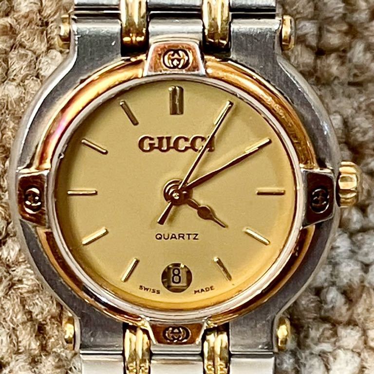 G377☆送料無料☆GUCCI/グッチ『9000L』クオーツ レディース 腕時計 ゴールド 現状品の画像2