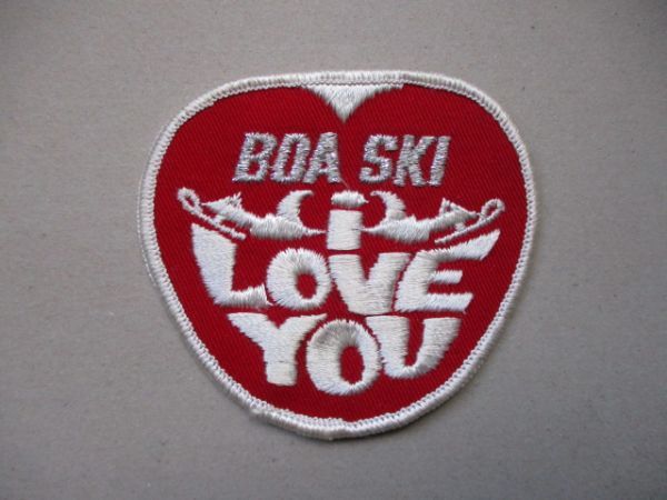 70s BOA SKI I LOVE YOUワッペン/ボア スノーモービルsnowmobileハート ビンテージpatchハートvintageアイラブUSAパッチUSアメリカSKI V198の画像1