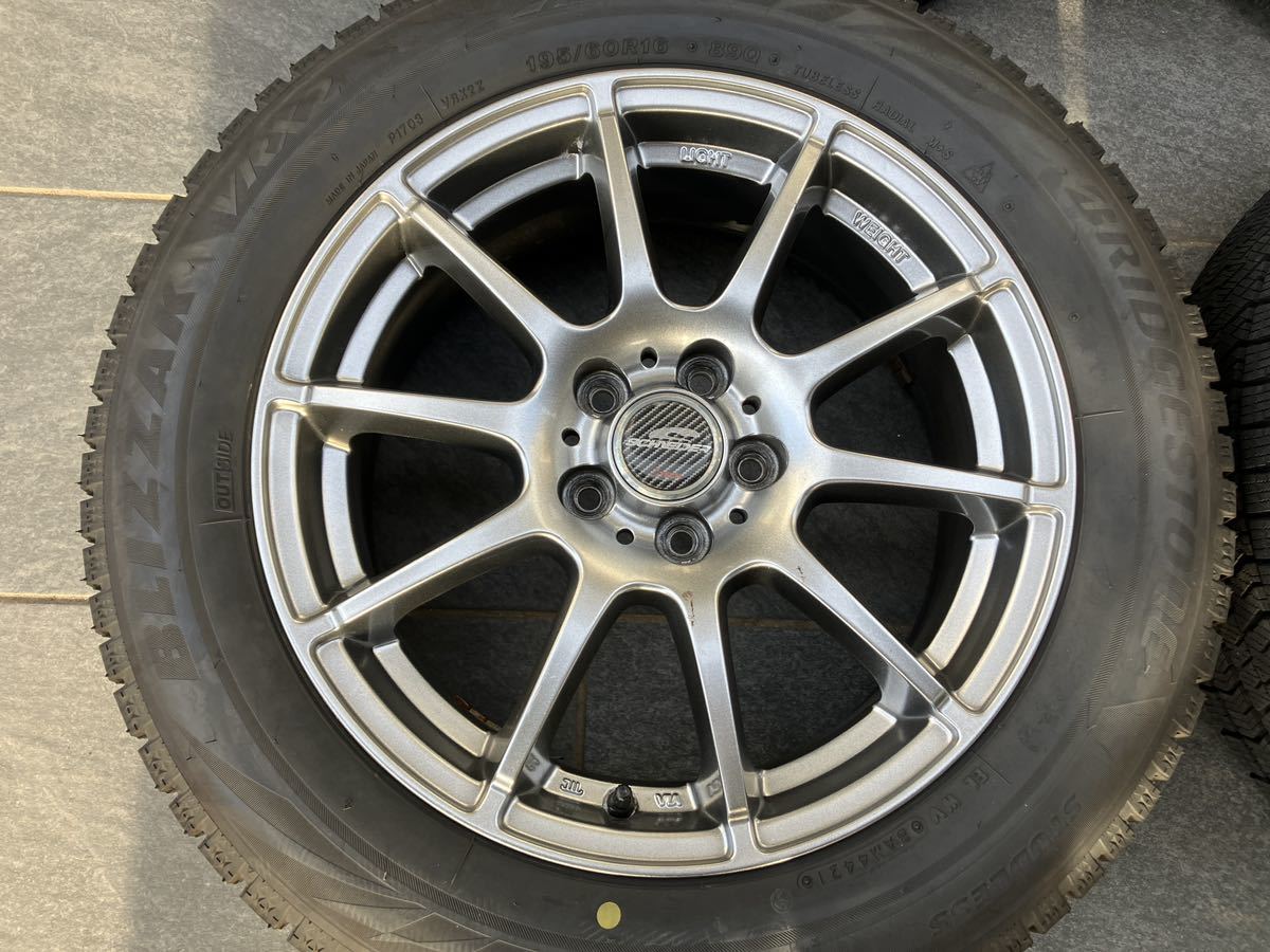 195/60R16 2021年製 ブリヂストン VRX2 プリウス イスト ウィッシュなどに 中古スタッドレス ●16×6.5J 100/5H ET48_画像4