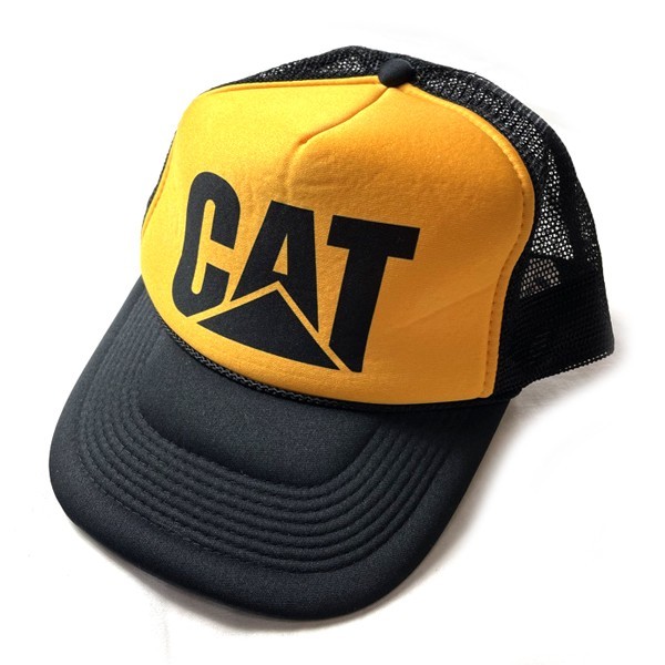 希少! 80s 90s CAT キャタピラー NISSUN CAP ヴィンテージ 企業ロゴ トラッカー キャップ 帽子 ブラック イエロー 黒 黄色 メンズ 激レア_画像1