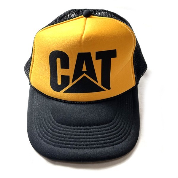希少! 80s 90s CAT キャタピラー NISSUN CAP ヴィンテージ 企業ロゴ トラッカー キャップ 帽子 ブラック イエロー 黒 黄色 メンズ 激レア_画像2